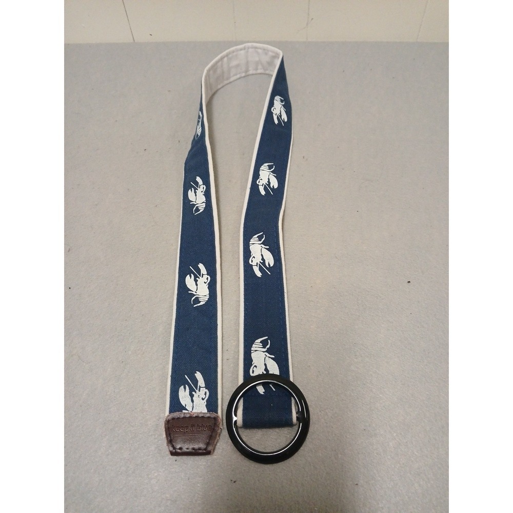 Sand Shack /keep It Blue Unisex Canvas Lobster Ribbon Belt /Brass D-Ring Sz M !!